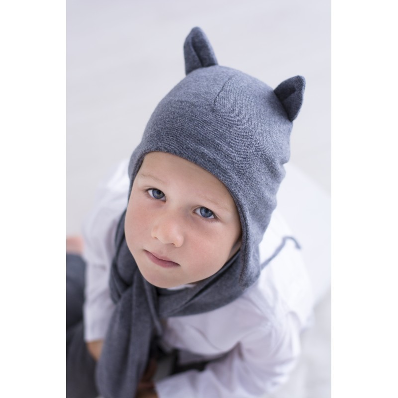 Effii, Czapka kaszmirowa z uszkami L grafitowa