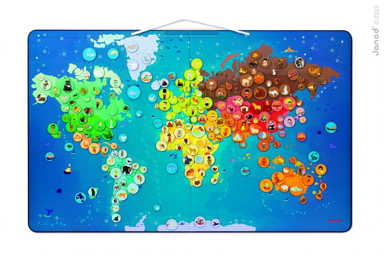 Janod, magnetyczna mapa zwierzęta świata