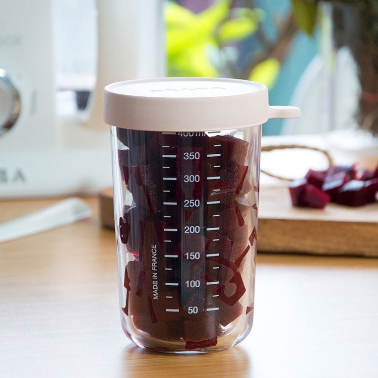 Beaba, Pojemnik słoiczek szklany z hermetycznym zamknięciem 400 ml pink