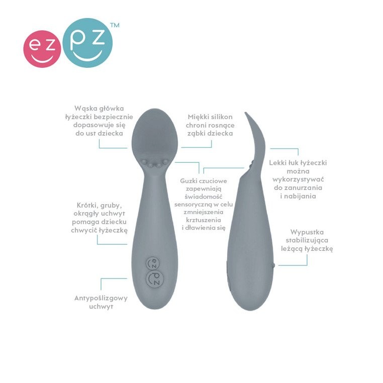 EZPZ, Komplet pierwszych naczyń silikonowych First Foods Set szary