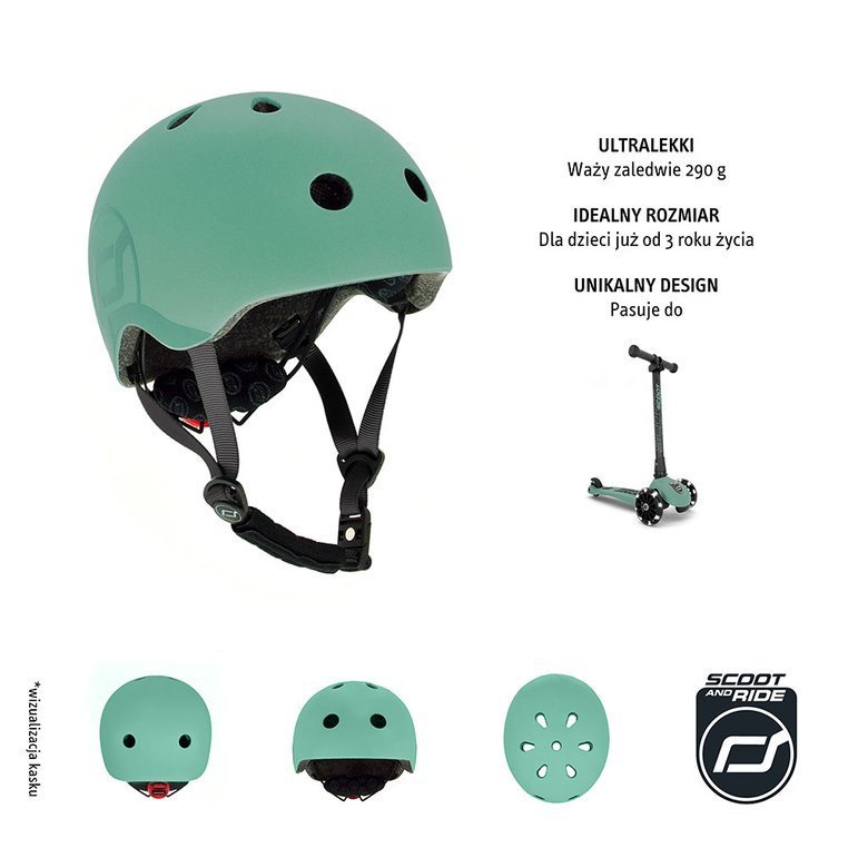 Scootandride, Kask S-M dla dzieci 3+ Forest Scootandride, Kask S-M dla dzieci 3+ Forest