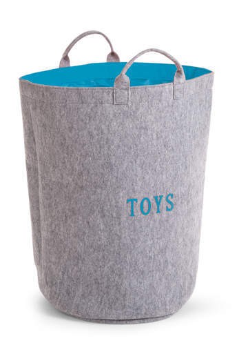 Filcowa torba na zabawki szary i turkus z uchwytami 40x40x60