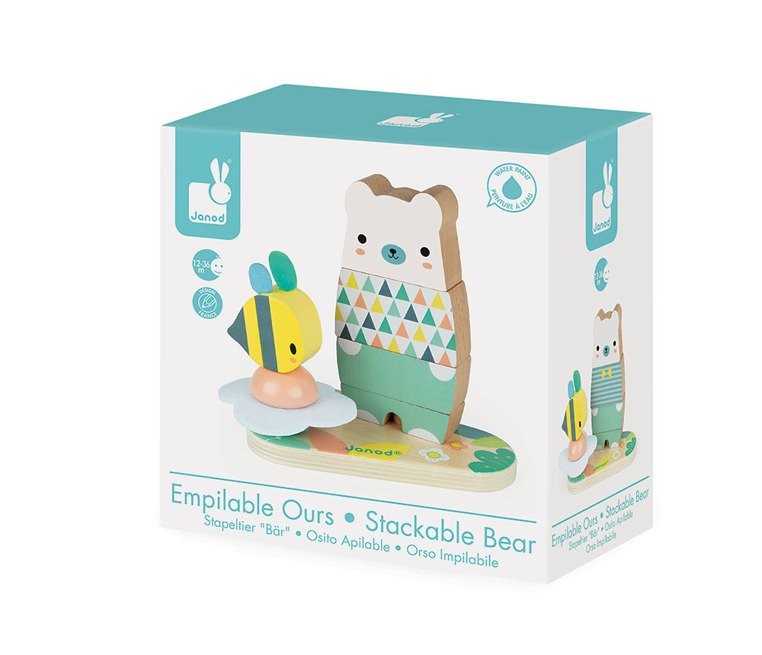 Janod, Układanka drewniana piramida Miś Pure