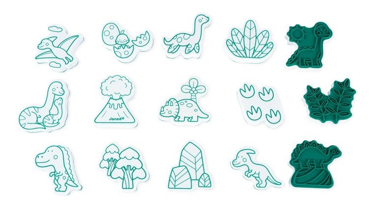 Janod, Zestaw kreatywny Stempelki Dinozaury
