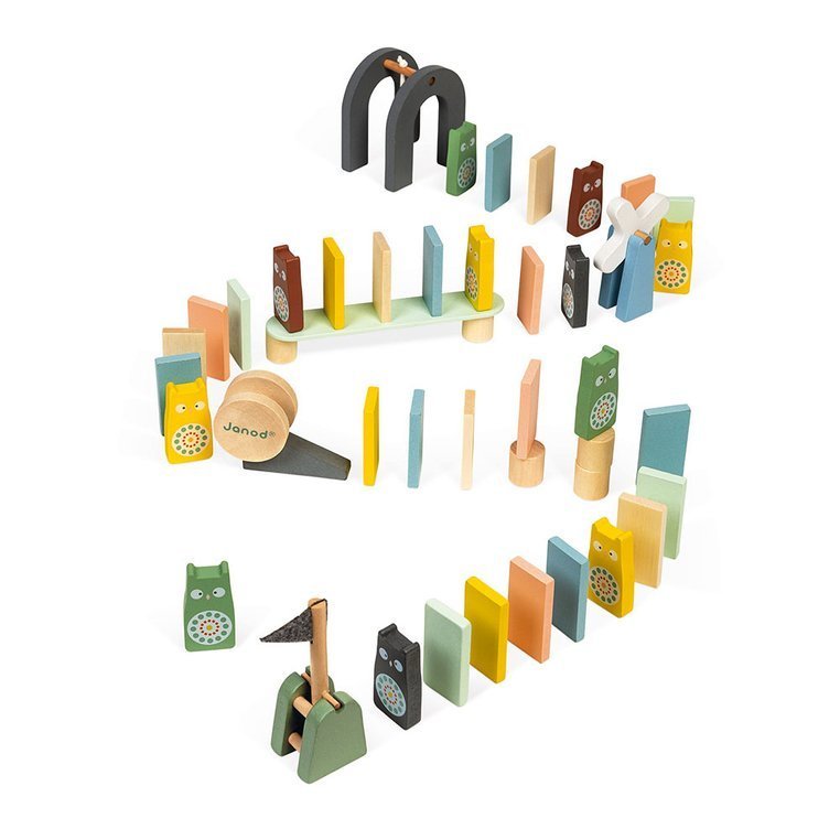 Janod, Drewniane domino Sweet Cocoon 100 elementów Janod, Drewniane domino Sweet Cocoon 100 elementów