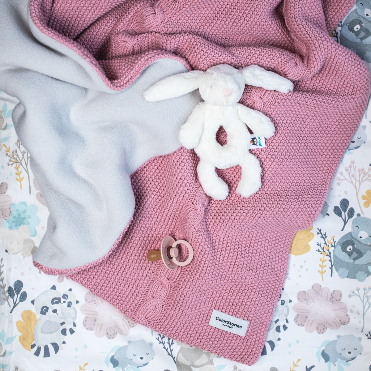 ColorStories, Kocyk bawełniany z polarem - Wrzosowy róż