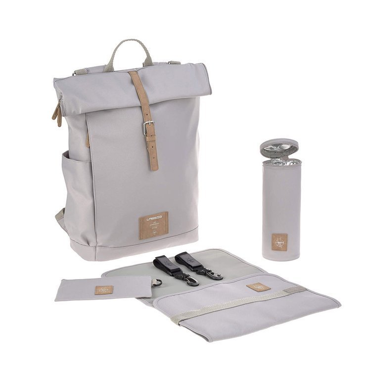 Lassig, Green Label Plecak dla mam z akcesoriami Rolltop Backpack Grey Lassig, Green Label Plecak dla mam z akcesoriami Rolltop Backpack Grey