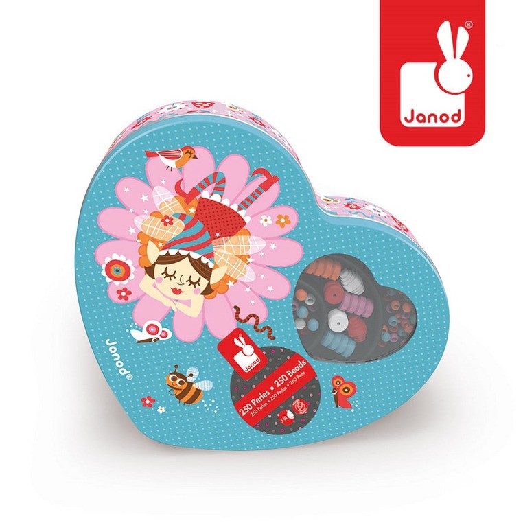 Janod, zestaw do tworzenia biżuterii 250 koralików Dziewczynka,