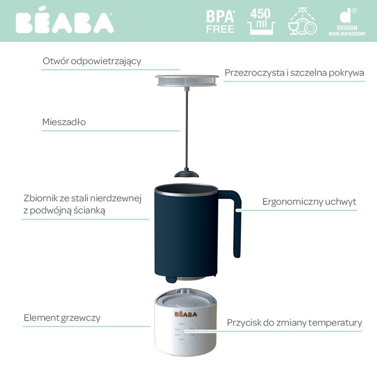 Beaba, Milk Prep® Ekspres do mlecznych napojów Night blue