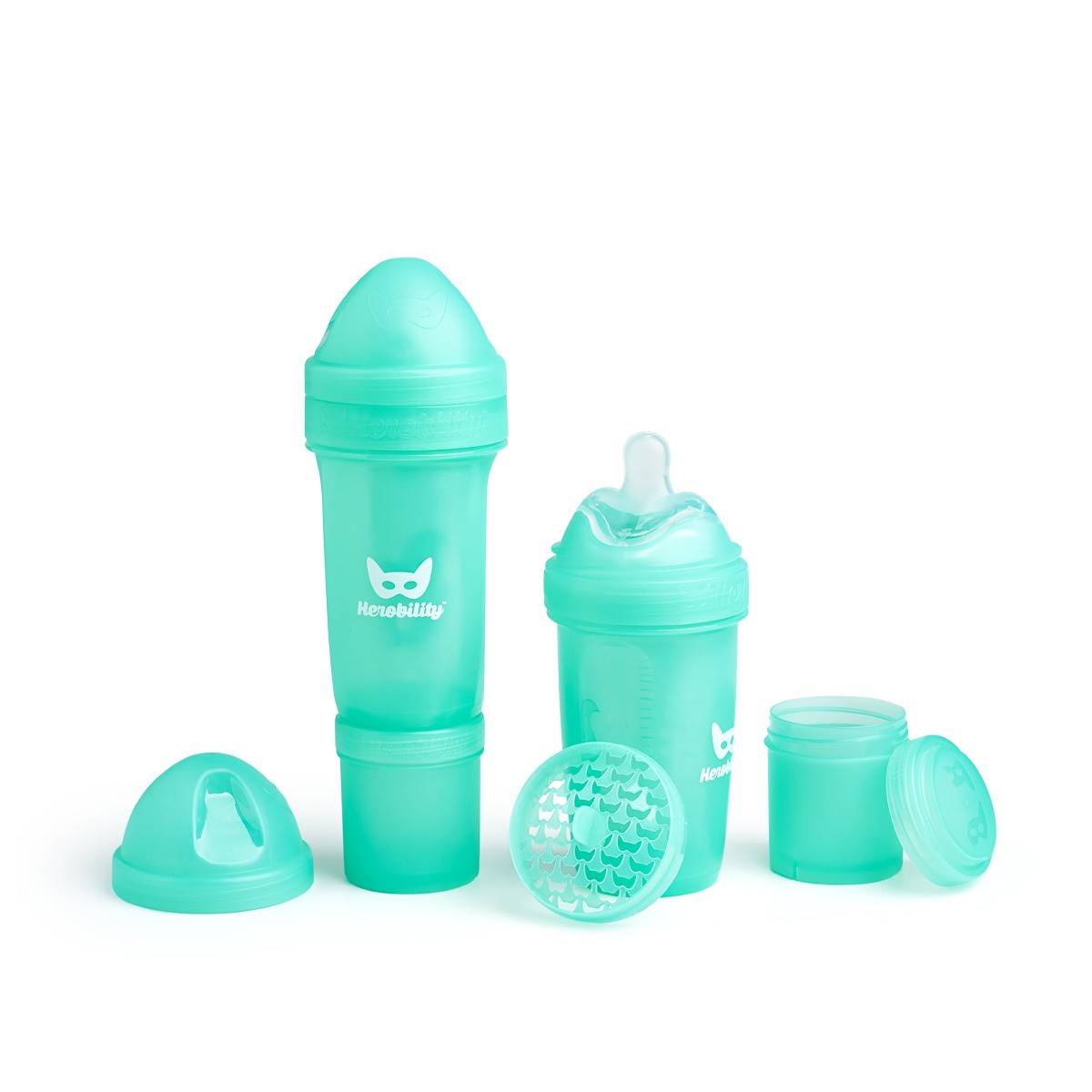Herobility, Butelka antykolkowa Herobottle 240 ml, turkusowa
