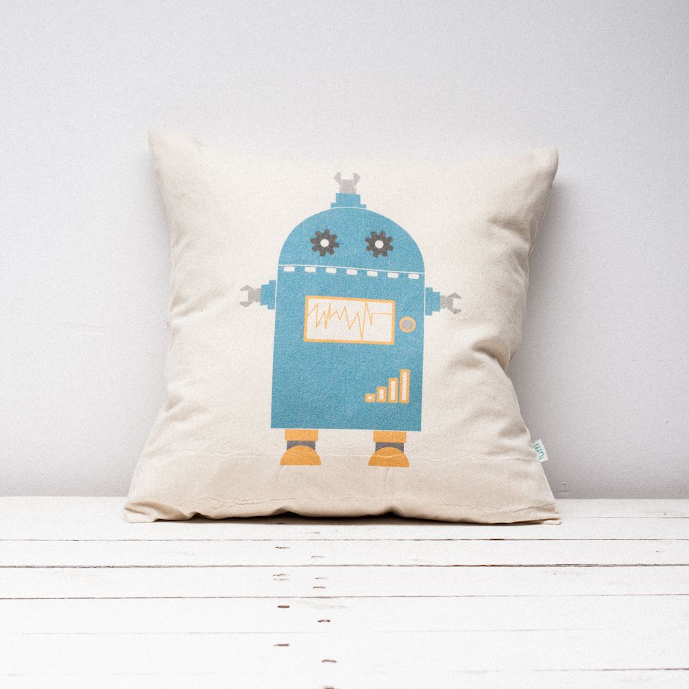 Poduszka ekologiczna robot niebieski