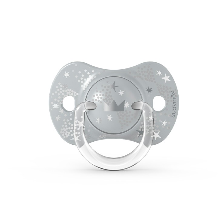 Suavinex, Smoczek fizjologiczny SX PRO Spread Joy 0-6M - szara korona