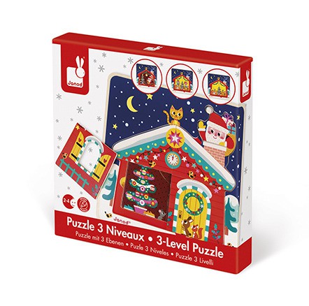 Janod, Puzzle drewniane 3-warstwowe Gwiazdka Janod, Puzzle drewniane 3-warstwowe Gwiazdka