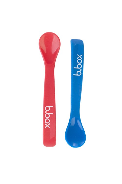 B.Box, Zestaw silikonowych łyżeczek 2 szt. czerwono-niebieski B.Box, Zestaw silikonowych łyżeczek 2 szt. czerwono-niebieski
